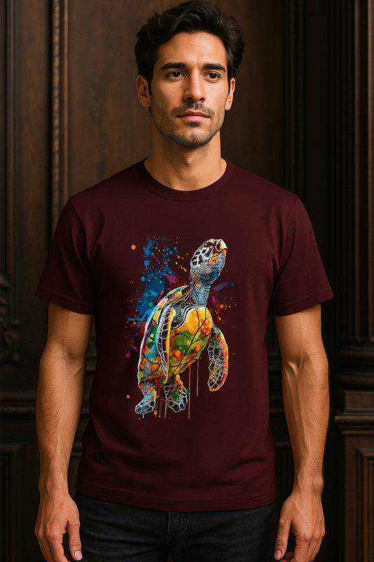 Alpha hue men Supima T-shirt with colorful premium cotton sea turtle shirt graphic design