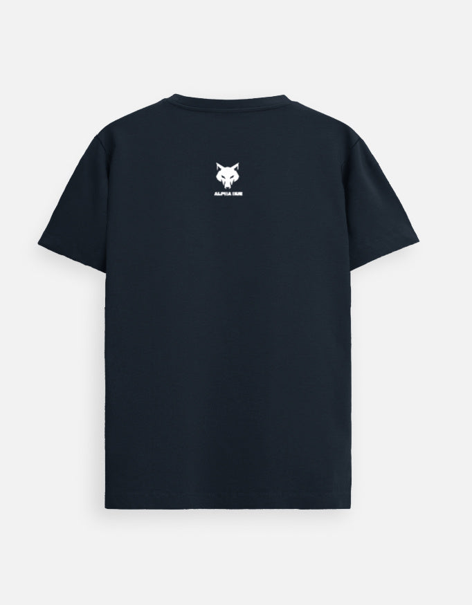 alpha hue unisex supima cotton t shirt for men in black with small logo on back