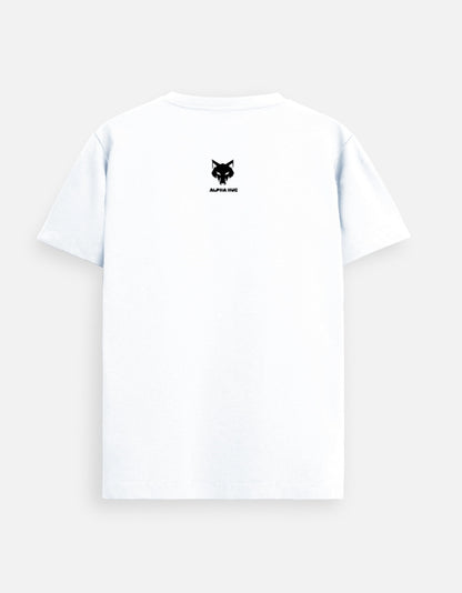Alpha Hue white Supima cotton t-shirt for men with black logo on back