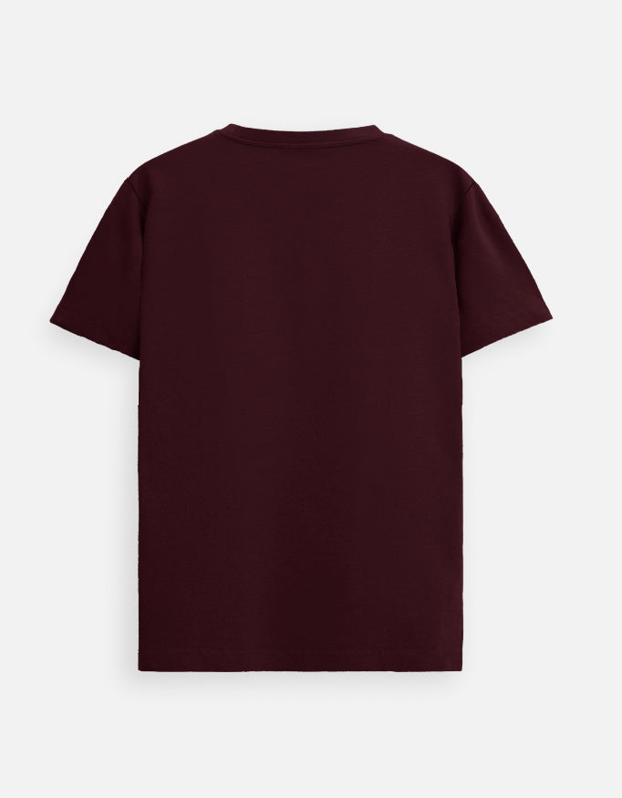 ALPHA HUE men Supima cotton t-shirt for men in dark maroon shown from the back