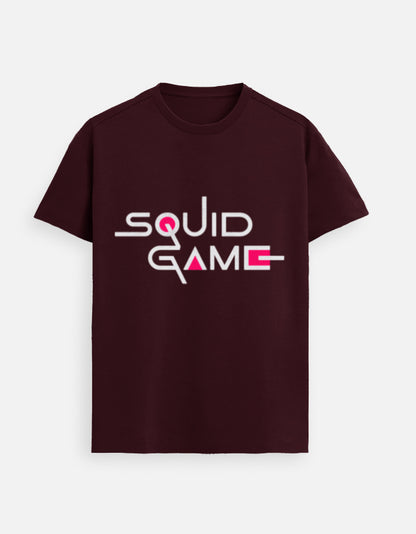 Alpha Hue maroon Supima cotton t-shirt for men with Squid Game graphic print