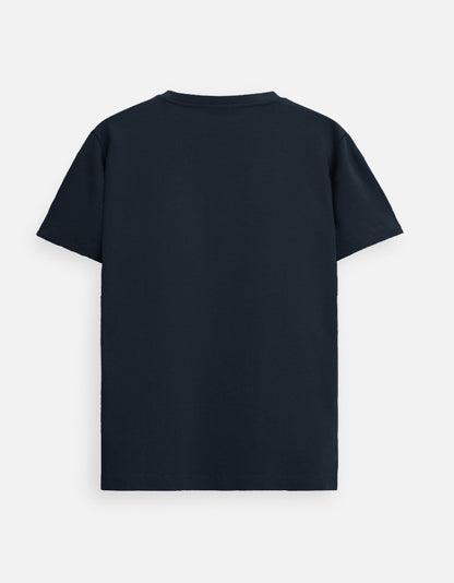 ALPHA HUE navy blue Supima cotton t-shirt for men with a classic fit and short sleeves