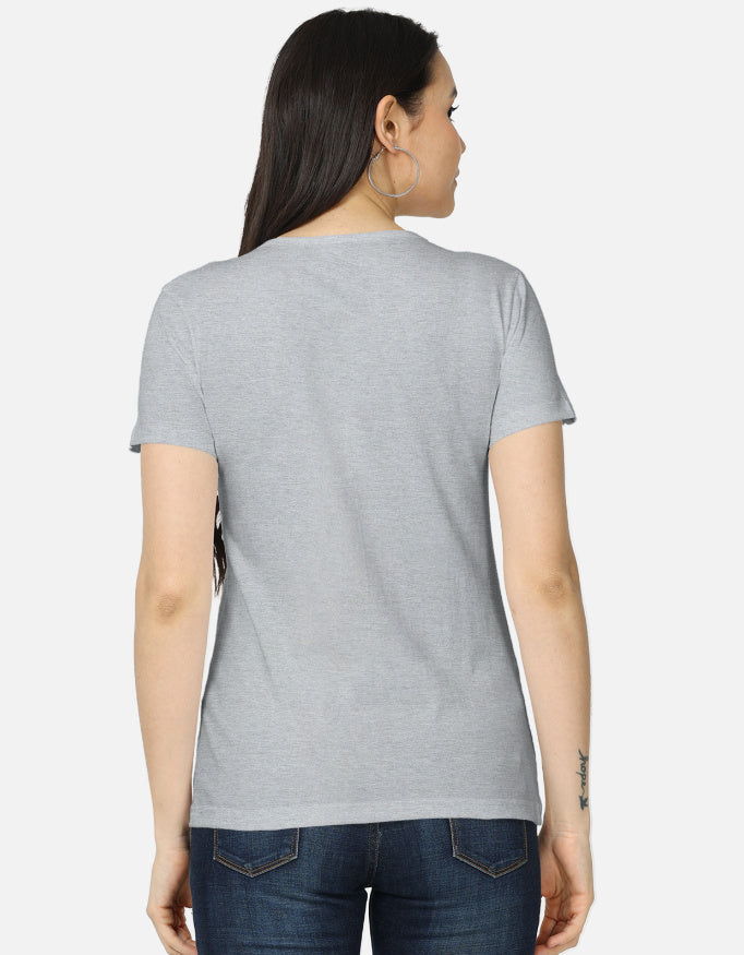 Alpha hue women's classic gray t-shirt shown from back casual t shirts for women online