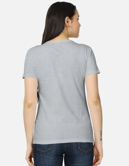 Alpha hue women's classic gray t-shirt shown from back casual t shirts for women online