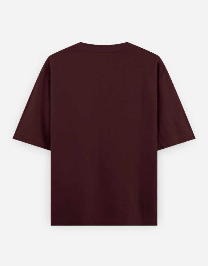 ALPHA HUE women oversized t-shirt in dark burgundy with small white logo on the back