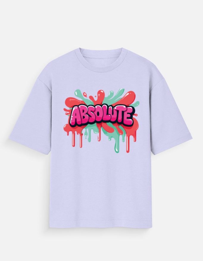 ALPHA HUE women oversized t-shirt in light purple with colorful Absolute graphic print