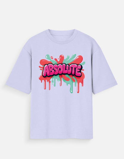 ALPHA HUE women oversized t-shirt in light purple with colorful Absolute graphic print