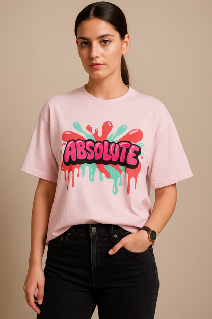 ALPHA HUE women oversized t-shirt in light pink with colorful absolute graphic print