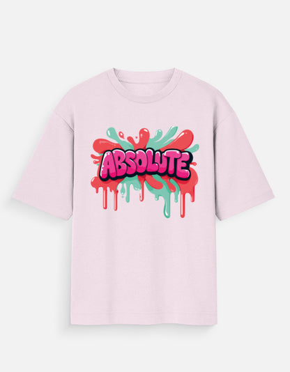 ALPHA HUE women oversized t-shirt in light pink with colorful ABSOLUTE graphic print