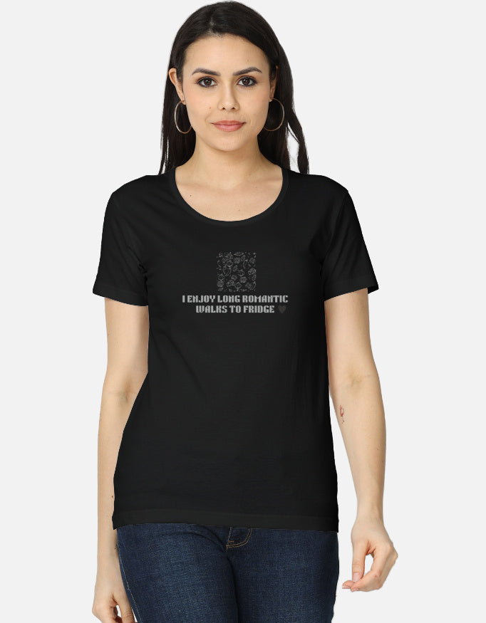 Alpha hue women's everyday wear t-shirt in black with romantic text print