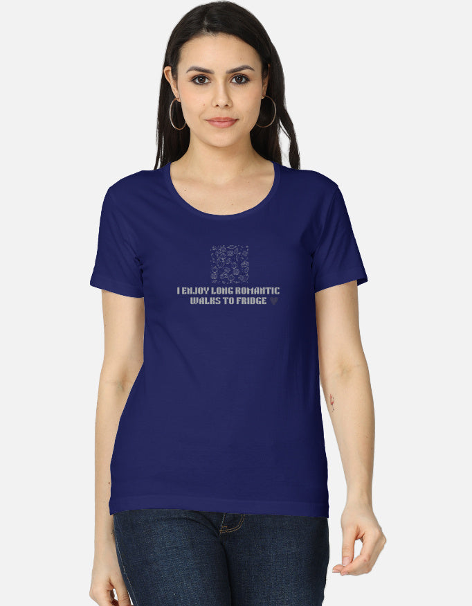Alpha Hue women's everyday wear t-shirt in navy blue with romantic text design