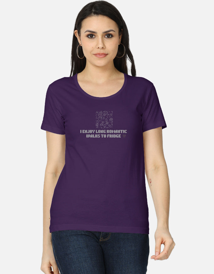 Alpha Hue women's everyday wear t-shirt in purple with a humorous graphic and fitted style